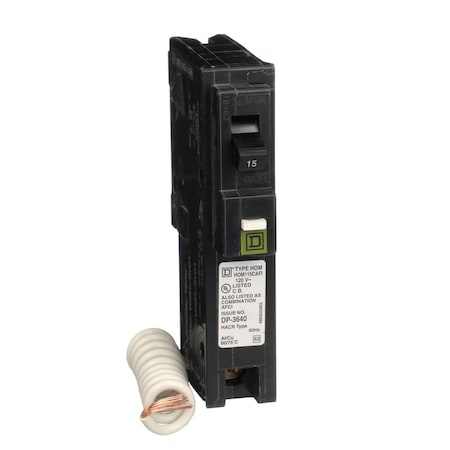 Square D Miniature Circuit Breaker, HOM Series, 15A, 1 Pole, 120V AC, 10kA HOM115CAFIC
